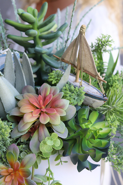 flowerbox marynistyczny z żaglówkami, Wybrzeże, wym.55x47cm