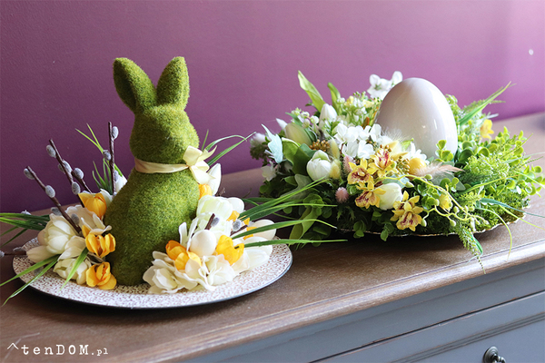 Forest - Zając z Mchu, wielkanocny stroik na talerzu, wym.25x45cm