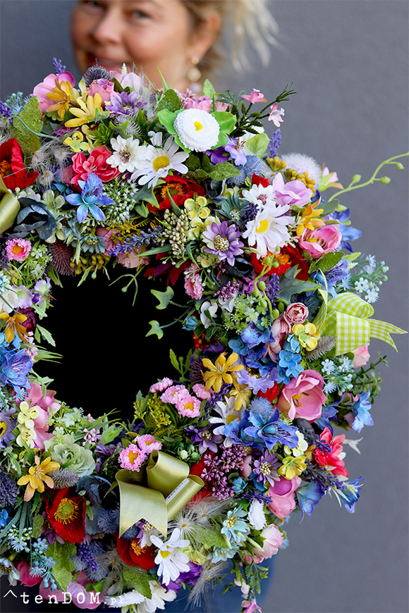 barwny kwiatowy wianek, Majowa Łąka, śr.46cm