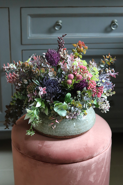 kompozycja kwiatowa w ceramicznym naczyniu, Verona Medina Big, wys.33cm