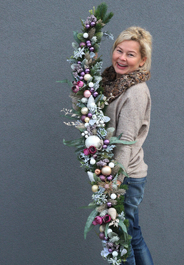 girlanda / dekoracja na stół , kominek Fioletowa Wigilia, dł.180cm