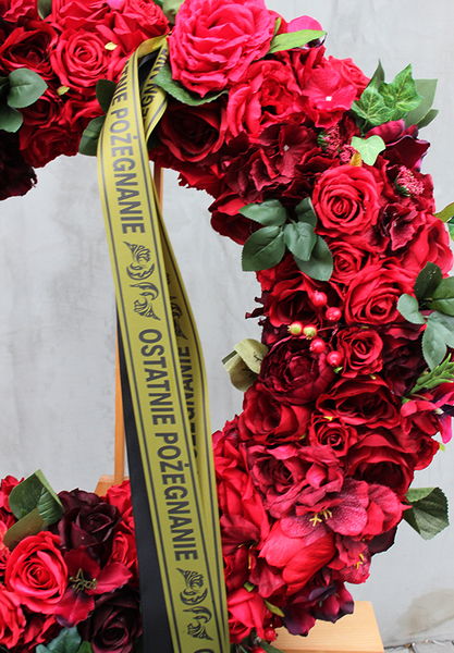 wieniec pogrzebowy Czerwień Ostatnie Pożegnanie, śr.90cm 