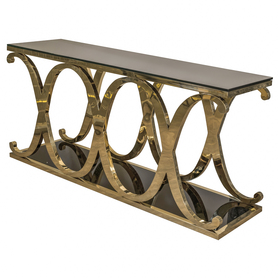 konsola ze stali szlachetnej Glamour Gold, wym.165x45x77cm