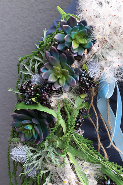 Eva II z aksamitką, nowoczesny wianek na drzwi, śr. 50cm