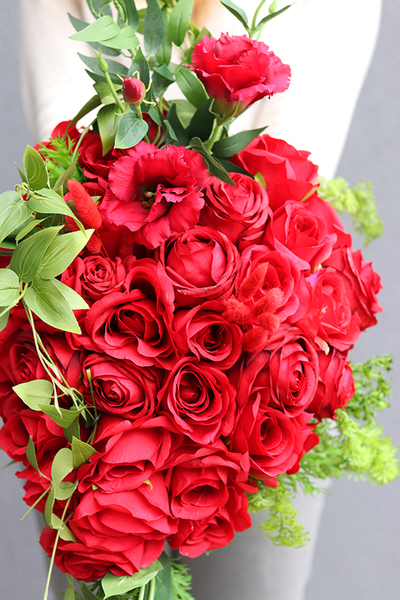 Czerwone Róże Heartano Premium, bukiet nagrobny w kształcie serca, wym.50x55cm