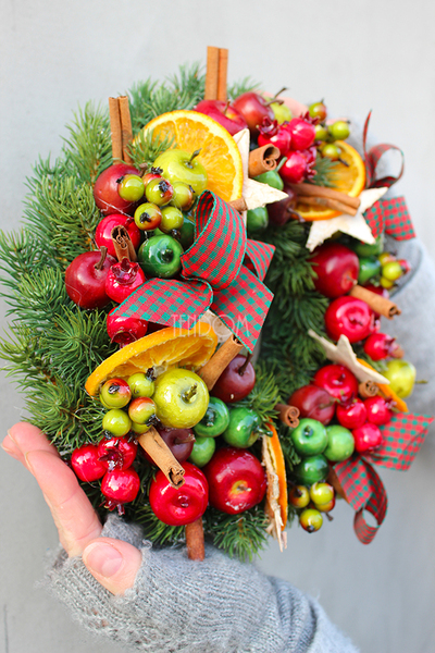 Domowe Święta wianek / stroik dekoracyjny, śr.28cm