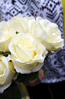 bukiet 6 szt. kremowych róż, wys.26cm