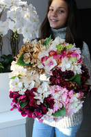 Wielobarwna Hortensja wianek na drzwi, śr.45cm 