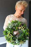 przepiękny zielony wianek / stroik dekoracyjny Zioła, Leaves, śr.38cm