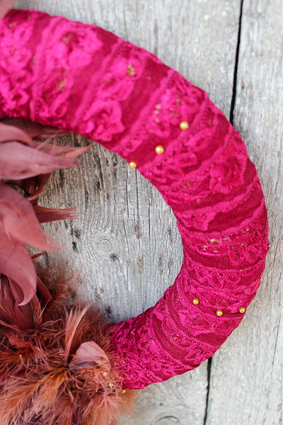 efektowny wieniec / wianek Kogucie Pióra, śr.35cm