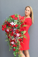 kompozycja / wiązanka nagrobna, Czerwona Nadzieja, dł.95cm 