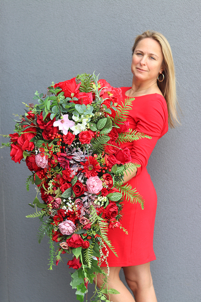 kompozycja / wiązanka nagrobna, Czerwona Nadzieja, dł.95cm 