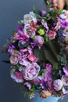 fioletowy wianek kwiatowy na drzwi, Tediano, śr.45cm