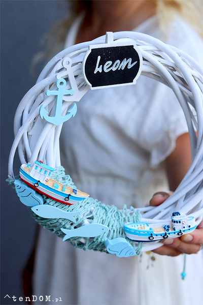 Leon na Morzu, marynistyczny wianek imienny, śr. 23cm