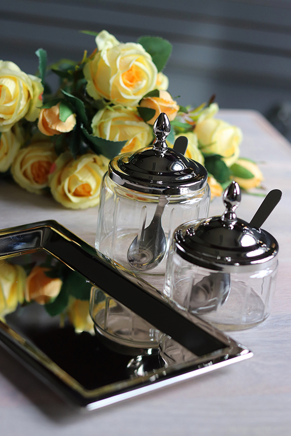 Glamour Spring, sosjerki 2 szt. na tacy, / przyprawniki, wym.12x21cm