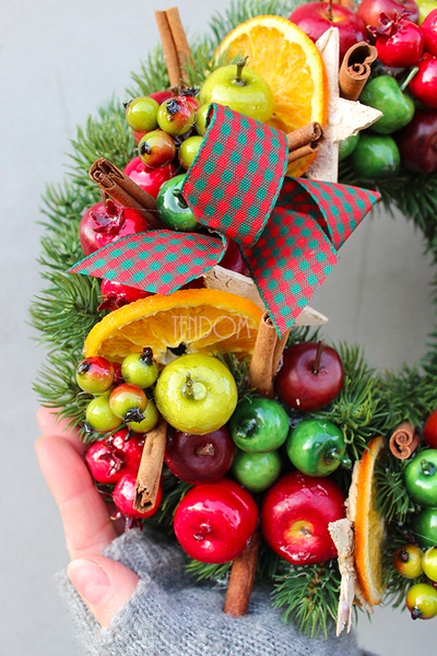 Domowe Święta wianek / stroik dekoracyjny, śr.28cm