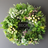 przepiękny zielony wianek / stroik dekoracyjny Zioła, Leaves, śr.38cm