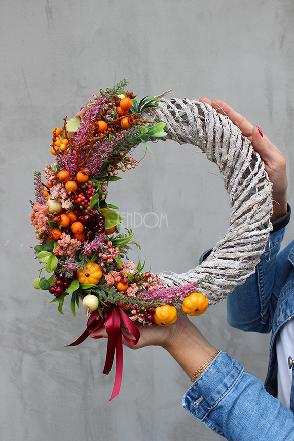 Jesienna Nostalgia, wianek dekoracyjny, śr.30cm  