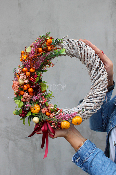 Jesienna Nostalgia, wianek dekoracyjny, śr.30cm  