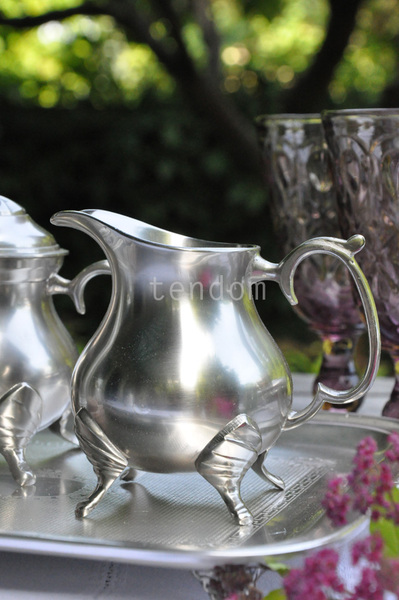 cynowany komplet do kawy Tivoli (mlecznik, cukiernica, łyżeczka) 