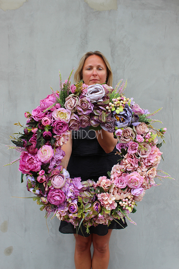 Bella Jesienna, kwiatowy wianek na drzwi, śr.55cm  