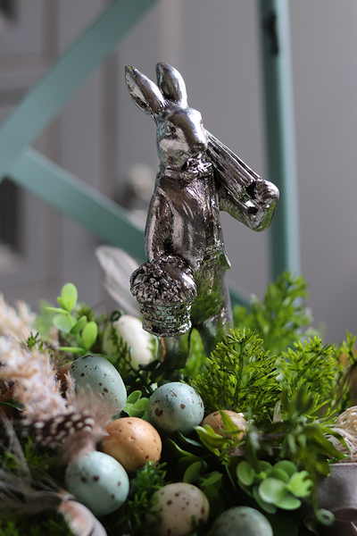 kompozycja / stroik wielkanocny, Zajączek, wys.26cm
