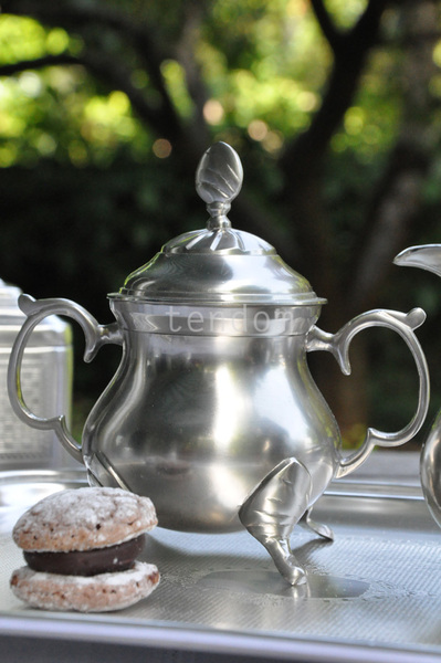 cynowany komplet do kawy Tivoli (mlecznik, cukiernica, łyżeczka) 