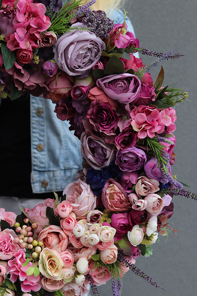 Bella Jesienna, kwiatowy wianek na drzwi, śr.55cm  