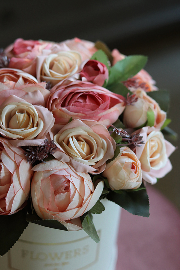 Gucciano Sulina, flowerbox z różowymi kwiatami, wys.25cm