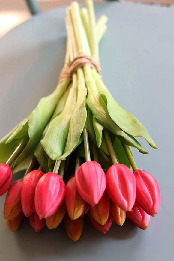 bukiet tulipanów silikonowych, Genotte Pink, 9szt., dł.29cm
