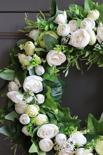 Arabella, biały wianek dekoracyjny, śr.40cm