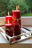 komplet świec czerwonych 3 szt.,wym.19/14/9cm