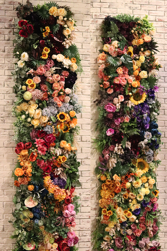 barwna jednostronna ściana kwiatowa, Autumn Fall, wym.100x100cm 