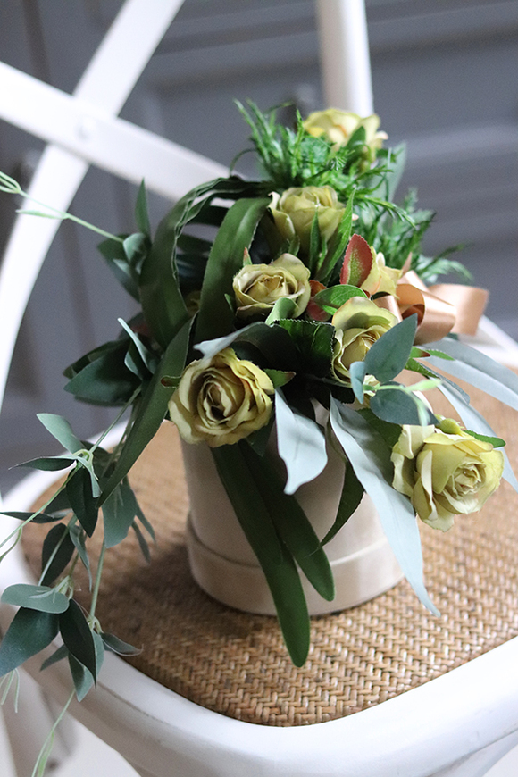 asymetryczny flowerbox w welurowym pudełku, Therenia, wys.26cm 