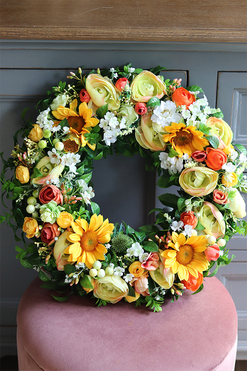 bogaty kolorowy wianek, Słoneczny Poranek, śr.40cm 