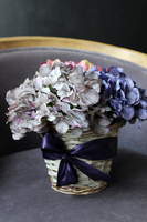 kosz z kwiatami Romantyczna Hortensja Premium 23x25cm