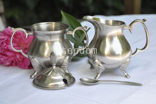 cynowany komplet do kawy Tivoli (mlecznik, cukiernica, łyżeczka) 