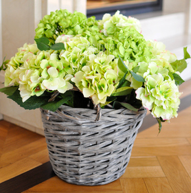 bogaty kosz z zielonymi hortensjami Provance 48x48cm  