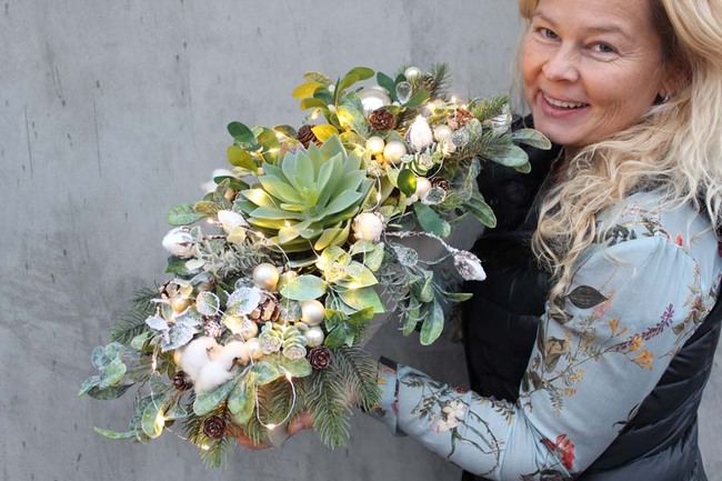 bożonarodzeniowy stroik / kompozycja Sukulent, wys.20x42x25cm 