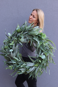 efektowny zielony wianek na drzwi, Naturea Big, śr.74cm