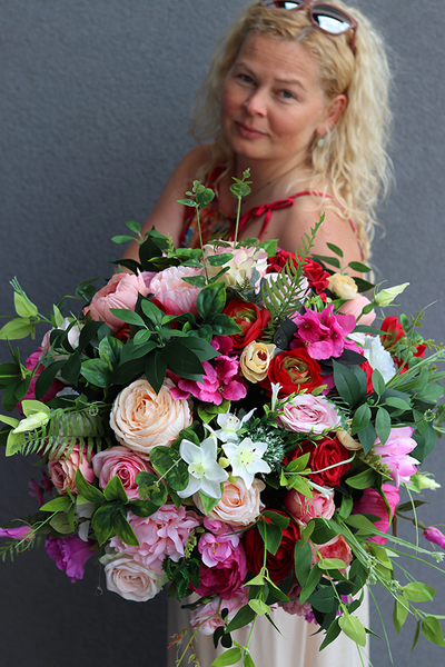 Janina Letnia Fantazja, kompozycja kwiatowa nagrobna, wys.35, rozp.55cm 