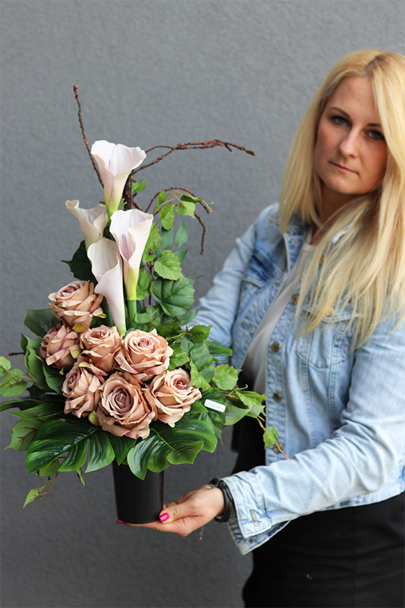 Bliskość Cappuccino 2, bukiet nagrobny do wazonu, wys.58cm 