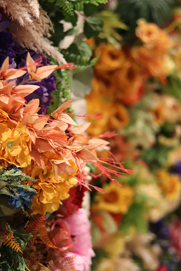 barwna jednostronna ściana kwiatowa, Autumn Fall, wym.100x100cm 