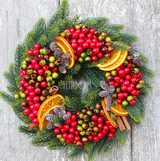 Pomarańcze wianek / stroik dekoracyjny, śr.28cm