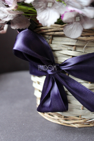 kosz z kwiatami Romantyczna Hortensja Premium 23x25cm