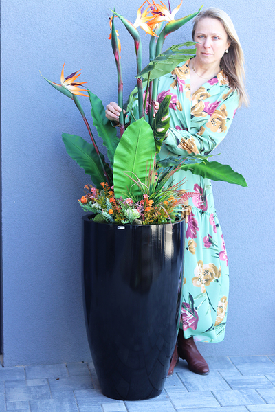 egzotyczna kompozycja, Strelicja Fiberglass Grande, wym.165cm 