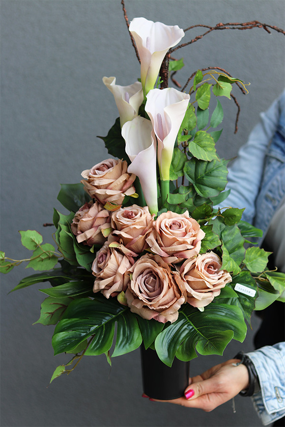 Bliskość Cappuccino 2, bukiet nagrobny do wazonu, wys.58cm