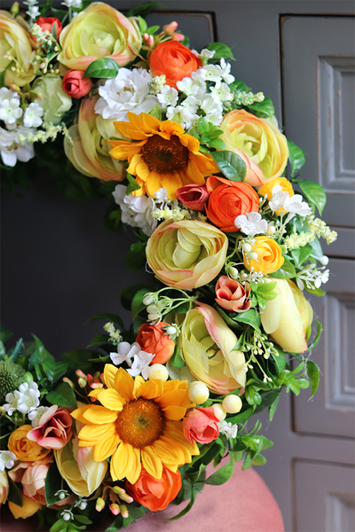 bogaty kolorowy wianek, Słoneczny Poranek, śr.40cm