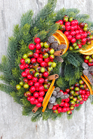 Pomarańcze wianek / stroik dekoracyjny, śr.28cm