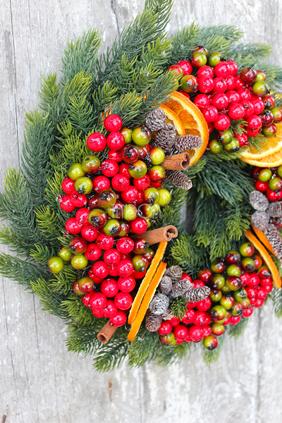 Pomarańcze wianek / stroik dekoracyjny, śr.28cm